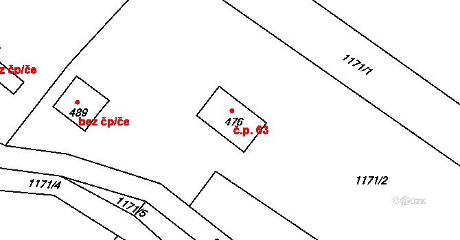 Heřmanice v Podještědí 63, Jablonné v Podještědí na parcele st. 476 v KÚ Heřmanice v Podještědí, Katastrální mapa