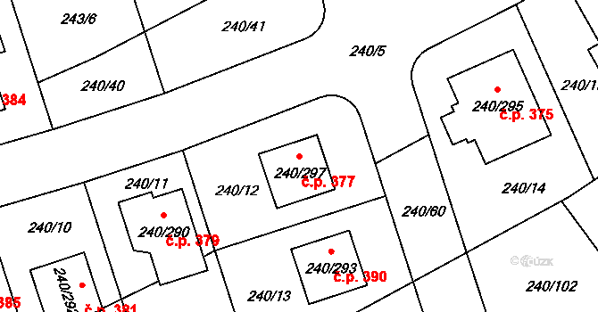 Boršov nad Vltavou 377 na parcele st. 240/297 v KÚ Boršov nad Vltavou, Katastrální mapa