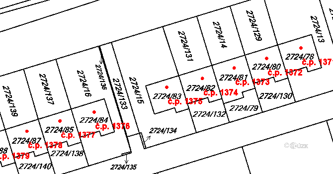 Kylešovice 1375, Opava na parcele st. 2724/83 v KÚ Kylešovice, Katastrální mapa