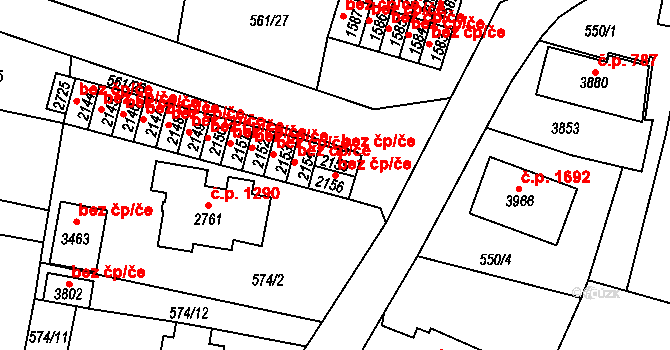 Vrchlabí 41588916 na parcele st. 2156 v KÚ Vrchlabí, Katastrální mapa