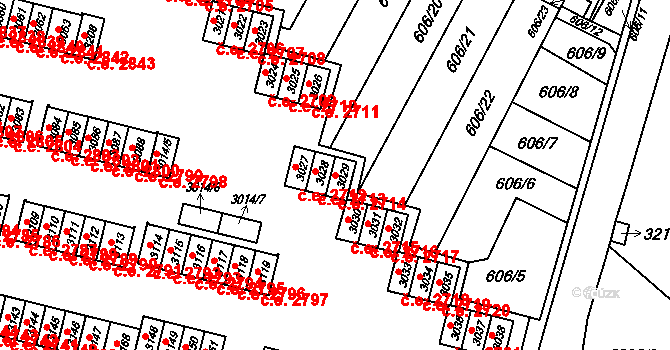 Podlesí 2714, Havířov na parcele st. 3029 v KÚ Bludovice, Katastrální mapa