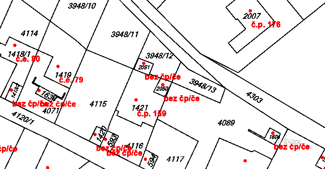 Týnec nad Sázavou 42300916 na parcele st. 2050 v KÚ Týnec nad Sázavou, Katastrální mapa
