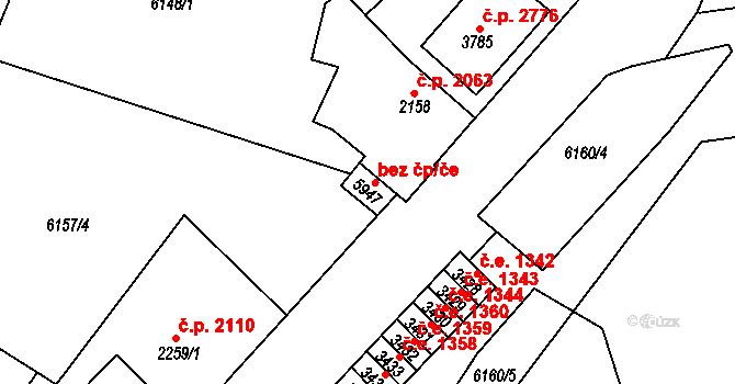 Žatec 42676916 na parcele st. 5947 v KÚ Žatec, Katastrální mapa