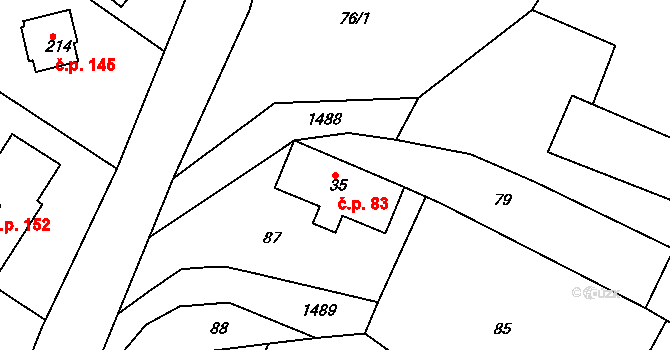 Vršovice 83 na parcele st. 35 v KÚ Vršovice u Opavy, Katastrální mapa