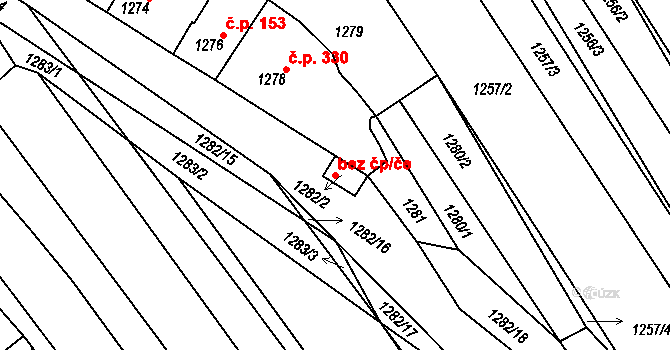 Vnorovy 44852916 na parcele st. 1282/2 v KÚ Vnorovy, Katastrální mapa