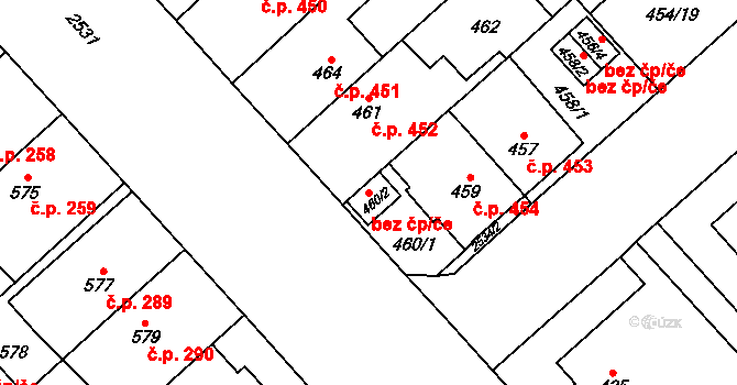 Plzeň 46518916 na parcele st. 460/2 v KÚ Doubravka, Katastrální mapa
