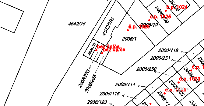 Hustopeče 46640916 na parcele st. 2006/235 v KÚ Hustopeče u Brna, Katastrální mapa