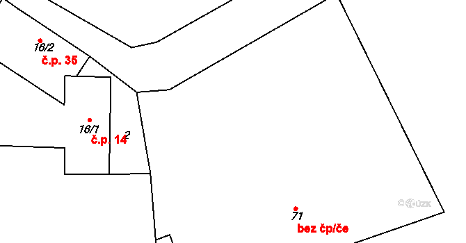 Rožďalovice 49180916 na parcele st. 71 v KÚ Podlužany, Katastrální mapa