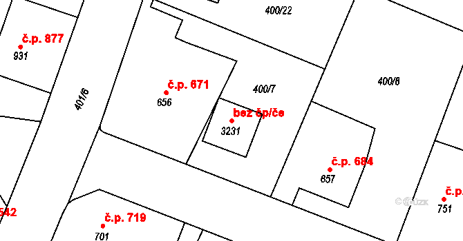 Milevsko 49614916 na parcele st. 3231 v KÚ Milevsko, Katastrální mapa