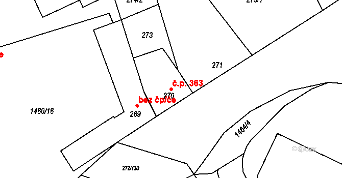 Otnice 363 na parcele st. 270 v KÚ Otnice, Katastrální mapa