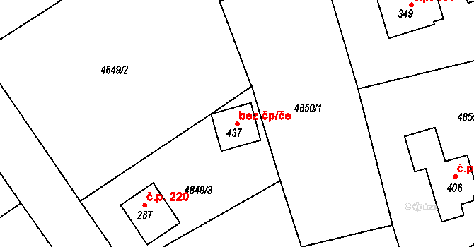 Pocinovice 49805916 na parcele st. 437 v KÚ Pocinovice, Katastrální mapa