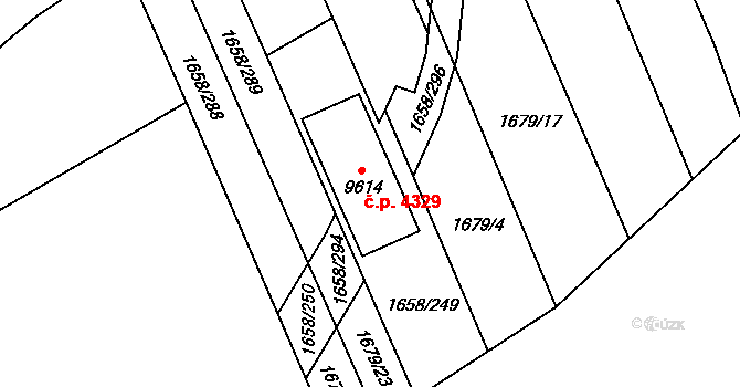 Hodonín 4329 na parcele st. 9614 v KÚ Hodonín, Katastrální mapa