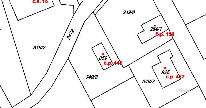 Pernink 447 na parcele st. 859 v KÚ Pernink, Katastrální mapa