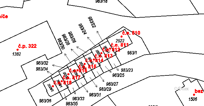 Morávka 812 na parcele st. 2023/2 v KÚ Morávka, Katastrální mapa