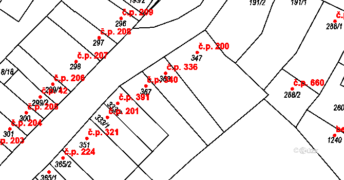 Kostelec nad Labem 336 na parcele st. 363 v KÚ Kostelec nad Labem, Katastrální mapa