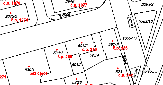 Sušice II 216, Sušice na parcele st. 591/2 v KÚ Sušice nad Otavou, Katastrální mapa