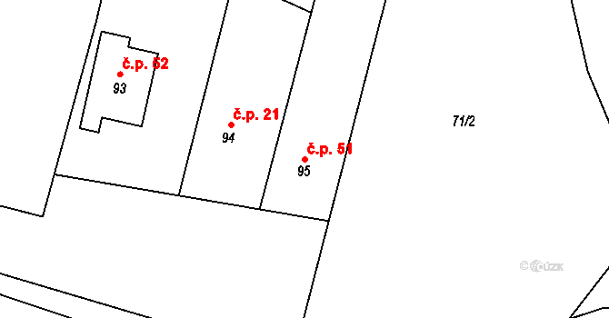 Míčov 51, Míčov-Sušice na parcele st. 95 v KÚ Míčov, Katastrální mapa
