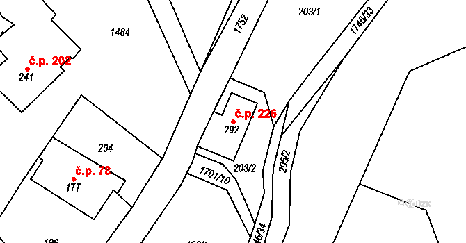 Ruprechtice 226, Meziměstí na parcele st. 292 v KÚ Ruprechtice u Broumova, Katastrální mapa
