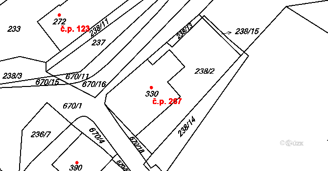 Teplice nad Metují 267 na parcele st. 330 v KÚ Teplice nad Metují, Katastrální mapa