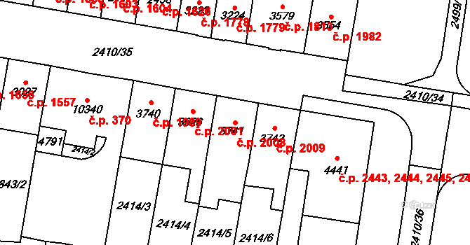 Zelené Předměstí 2008, Pardubice na parcele st. 3741 v KÚ Pardubice, Katastrální mapa
