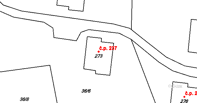 Zdíkov 237 na parcele st. 273 v KÚ Zdíkov, Katastrální mapa