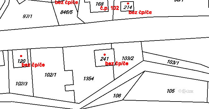 Benecko 90322916 na parcele st. 241 v KÚ Dolní Štěpanice, Katastrální mapa