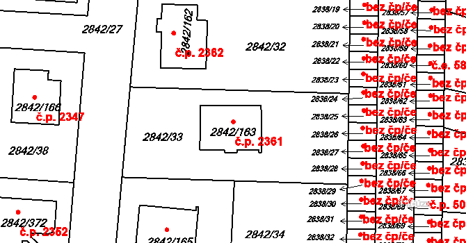 Louny 2361 na parcele st. 2842/163 v KÚ Louny, Katastrální mapa
