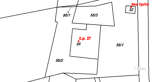 Předboř 27, Maleč na parcele st. 35 v KÚ Předboř u Malče, Katastrální mapa