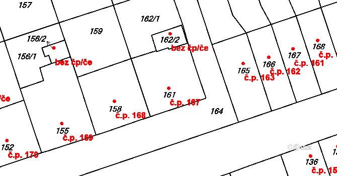 Cvrčovice 167 na parcele st. 161 v KÚ Cvrčovice u Pohořelic, Katastrální mapa