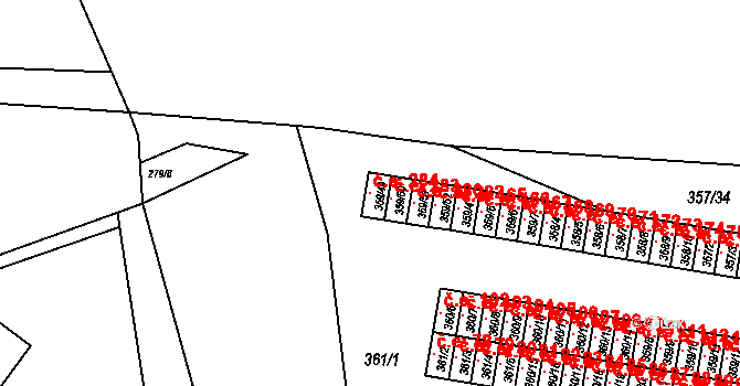 Rousínov 284 na parcele st. 359/49 v KÚ Rousínov u Vyškova, Katastrální mapa