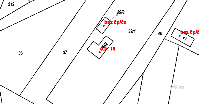 Kojetín III-Kovalovice 18, Kojetín na parcele st. 39/2 v KÚ Kovalovice u Kojetína, Katastrální mapa