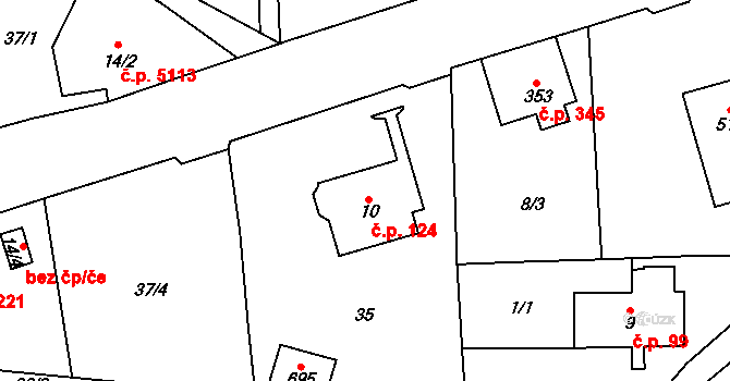 Kokonín 124, Jablonec nad Nisou na parcele st. 10 v KÚ Kokonín, Katastrální mapa