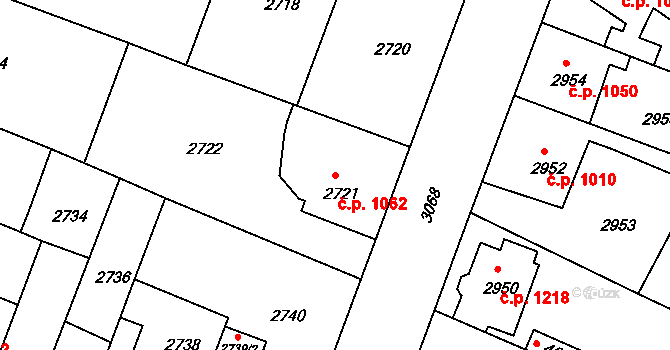 Čelákovice 1062 na parcele st. 2721 v KÚ Čelákovice, Katastrální mapa
