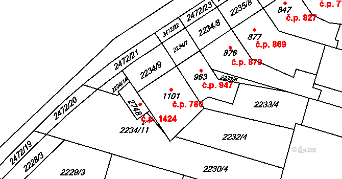 Kyjov 780 na parcele st. 1101 v KÚ Kyjov, Katastrální mapa