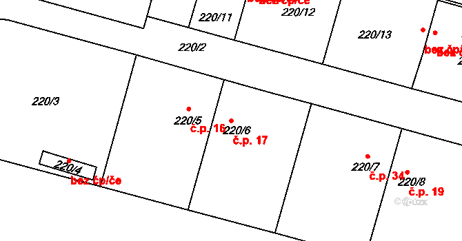 Kamenný Dvůr 17, Kynšperk nad Ohří na parcele st. 220/6 v KÚ Kamenný Dvůr, Katastrální mapa