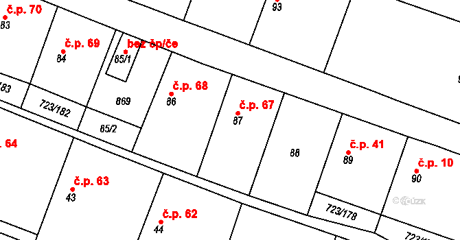 Drozdov 67 na parcele st. 87 v KÚ Drozdov v Čechách, Katastrální mapa