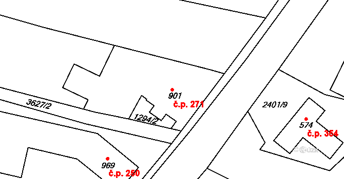 Cvikov I 271, Cvikov na parcele st. 901 v KÚ Cvikov, Katastrální mapa