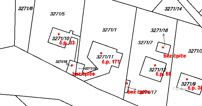 Podmoklice 171, Semily na parcele st. 3271/11 v KÚ Semily, Katastrální mapa
