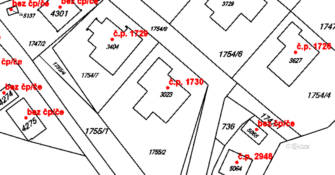 Rožnov pod Radhoštěm 1730 na parcele st. 3023 v KÚ Rožnov pod Radhoštěm, Katastrální mapa