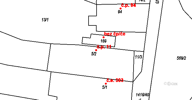 Milešov 11 na parcele st. 5/2 v KÚ Milešov nad Vltavou, Katastrální mapa