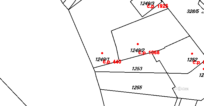 Pelhřimov 440 na parcele st. 1249/1 v KÚ Pelhřimov, Katastrální mapa