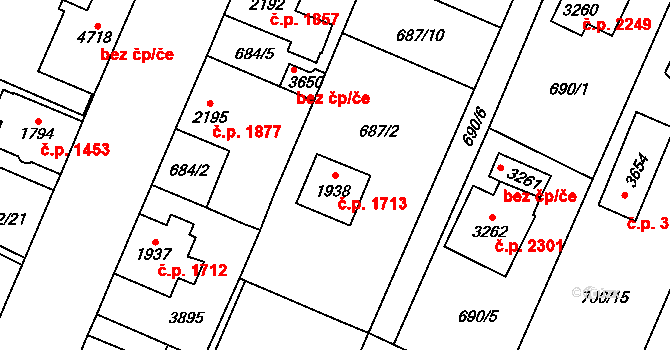Dvůr Králové nad Labem 1713 na parcele st. 1938 v KÚ Dvůr Králové nad Labem, Katastrální mapa