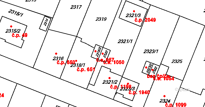Kuřim 1050 na parcele st. 2320 v KÚ Kuřim, Katastrální mapa