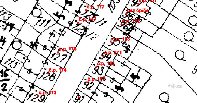 Žiželice 271 na parcele st. 94 v KÚ Žiželice nad Cidlinou, Katastrální mapa