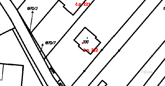 Kloboučky 222, Bučovice na parcele st. 330 v KÚ Kloboučky, Katastrální mapa
