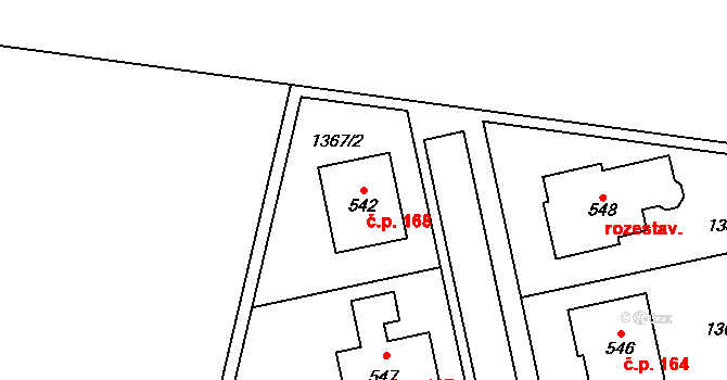 Dušejov 168 na parcele st. 542 v KÚ Dušejov, Katastrální mapa