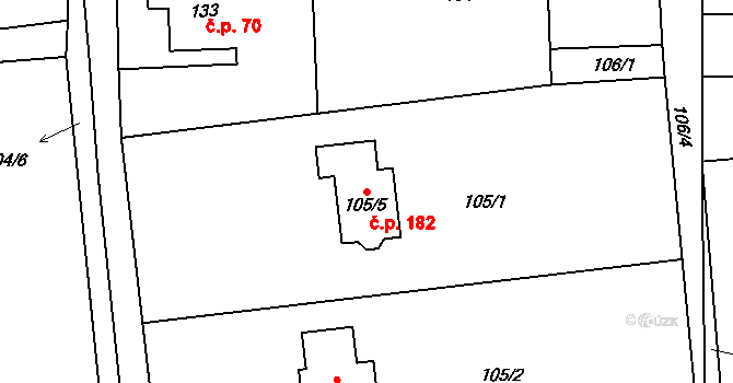 Dolní Datyně 182, Havířov na parcele st. 105/5 v KÚ Dolní Datyně, Katastrální mapa