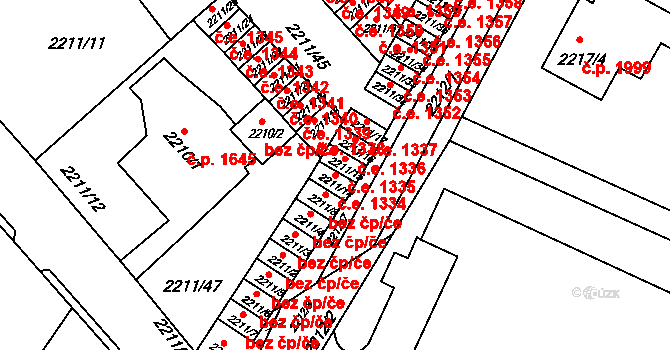 Předměstí 1334, Litoměřice na parcele st. 2211/14 v KÚ Litoměřice, Katastrální mapa