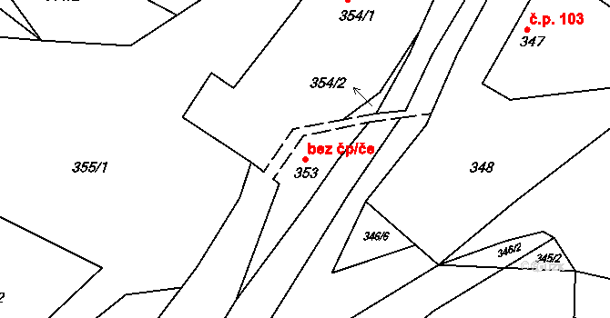 Lípa 41249917 na parcele st. 353 v KÚ Lípa nad Dřevnicí, Katastrální mapa