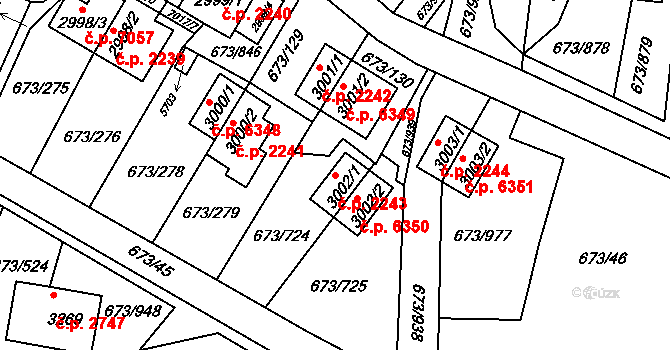 Zlín 2243 na parcele st. 3002/1 v KÚ Zlín, Katastrální mapa